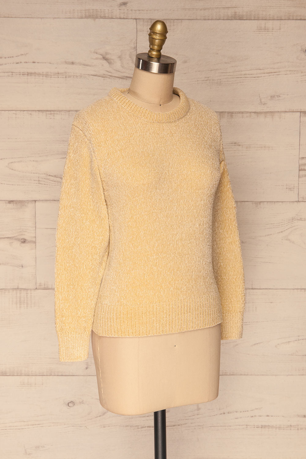 Talsi Beige Velvet Knit Sweater | La petite garçonne side view 