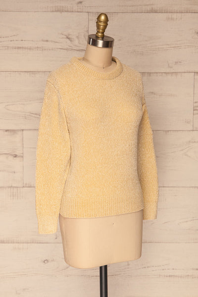 Talsi Beige Velvet Knit Sweater | La petite garçonne side view