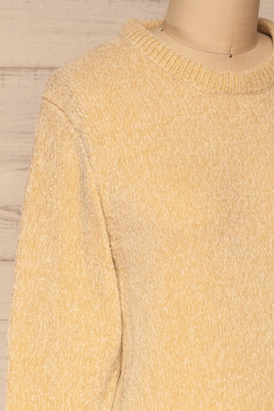 Talsi Beige Velvet Knit Sweater | La petite garçonne side close-up