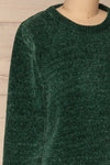 Talsi Teal Velvet Knit Sweater | La petite garçonne side close-up