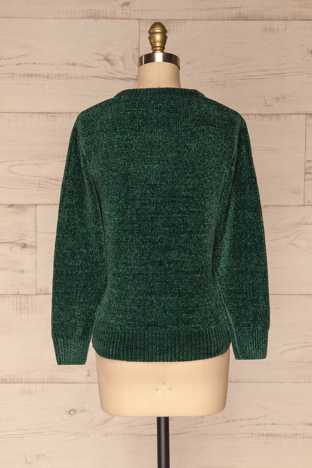 Talsi Teal Velvet Knit Sweater | La petite garçonne back view 