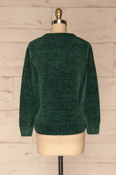 Talsi Teal Velvet Knit Sweater | La petite garçonne back view