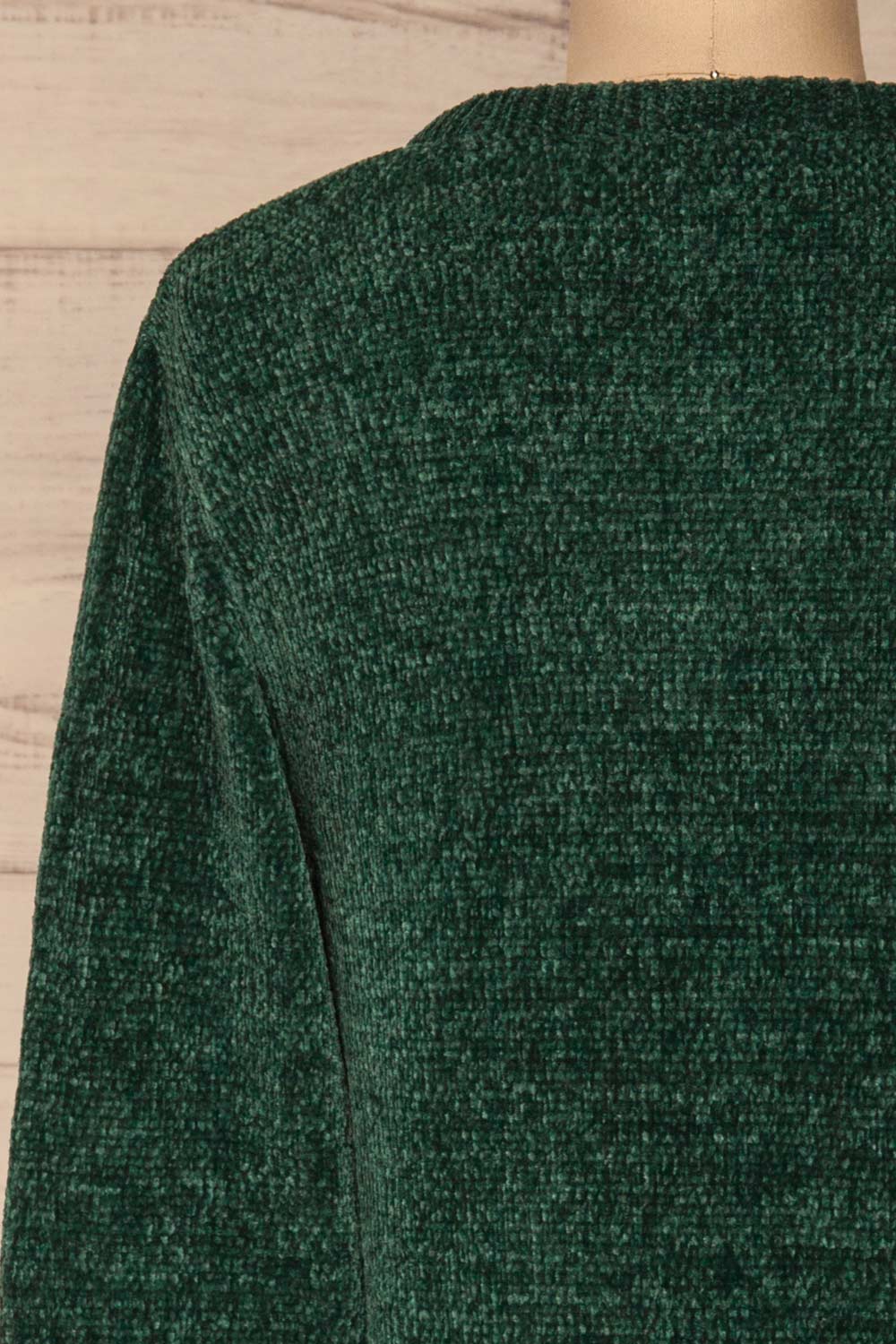 Talsi Teal Velvet Knit Sweater | La petite garçonne back close-up