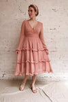 Tamara Dusty Pink A-Line Midi Dress | Boutique 1861 on model