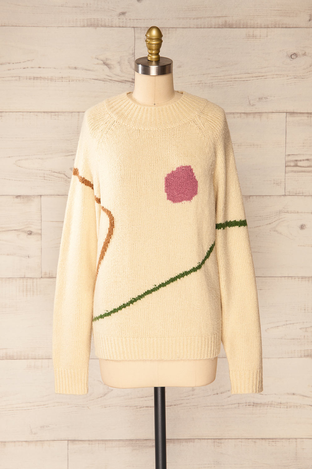 Tampere Beige Long Sleeve Knit Sweater | La petite garçonne front view 