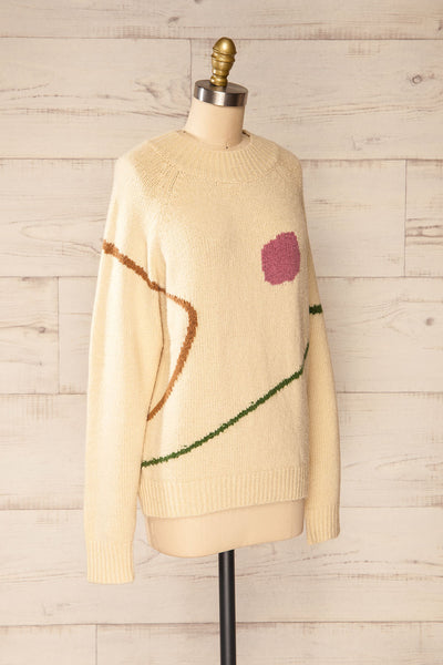 Tampere Beige Long Sleeve Knit Sweater | La petite garçonne side view