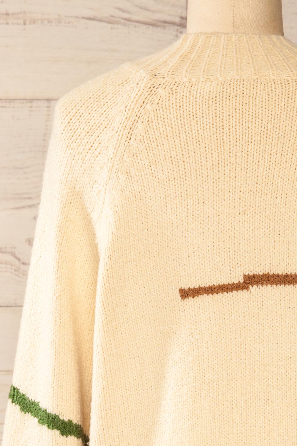 Tampere Beige Long Sleeve Knit Sweater | La petite garçonne back close-up