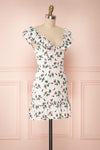 Tangela White Floral Short Dress w/ Frills | Boutique 1861 side view