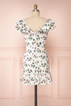 Tangela White Floral Short Dress w/ Frills | Boutique 1861 back view