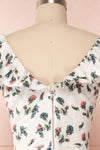 Tangela White Floral Short Dress w/ Frills | Boutique 1861 back close up