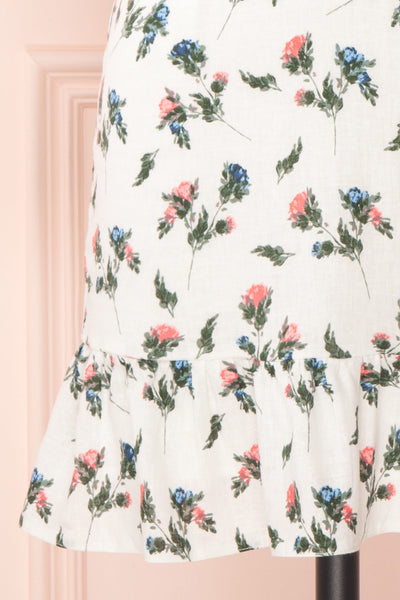 Tangela White Floral Short Dress w/ Frills | Boutique 1861 skirt