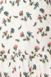 Tangela White Floral Short Dress w/ Frills | Boutique 1861 fabric