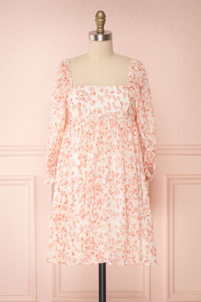 Taraneh White and Pink Short Chiffon Dress | Boutique 1861 back view