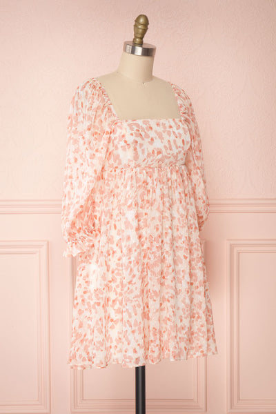 Taraneh White and Pink Short Chiffon Dress | Boutique 1861 side view