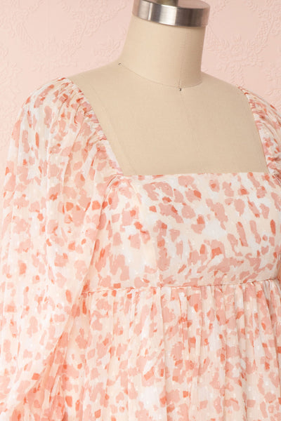 Taraneh White and Pink Short Chiffon Dress | Boutique 1861 side close up