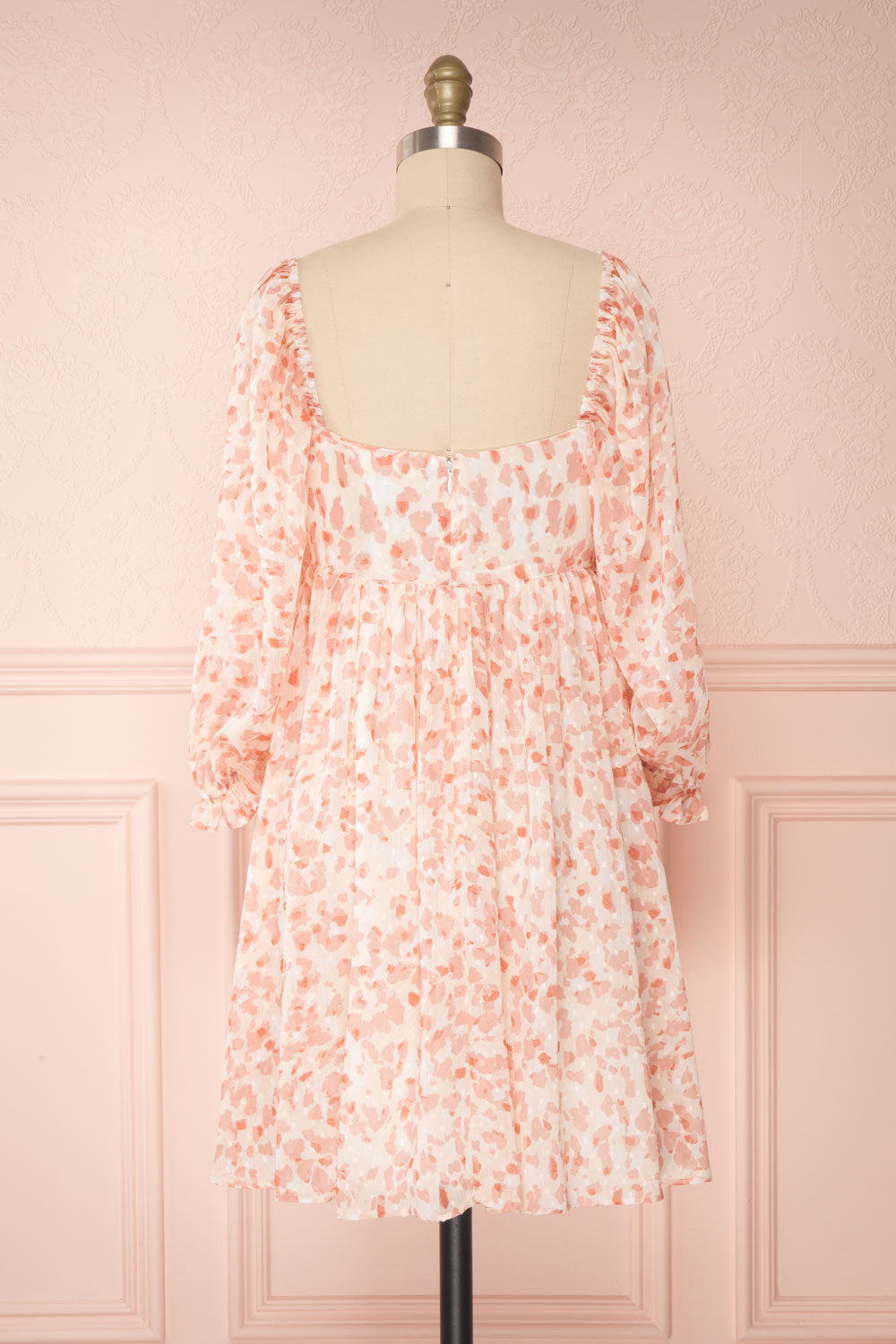 Taraneh White and Pink Short Chiffon Dress | Boutique 1861 back view