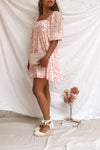 Taraneh White & Pink Short Chiffon Dress | Boutique 1861 on model look