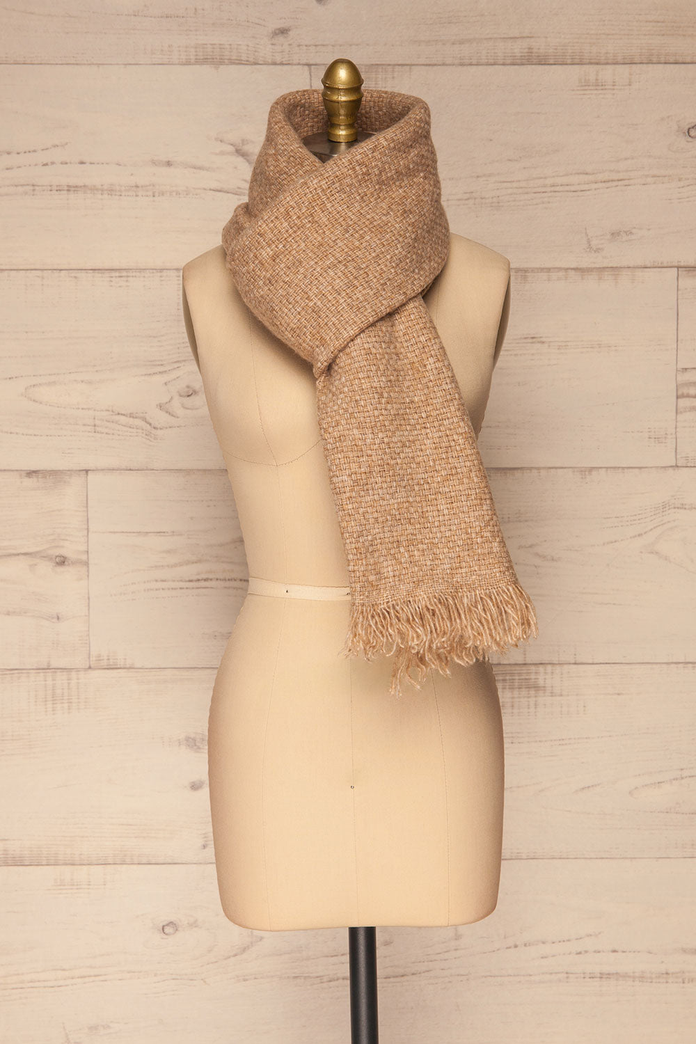 Taranto Beige Fuzzy Knitted Scarf | La petite garçonne  first look 