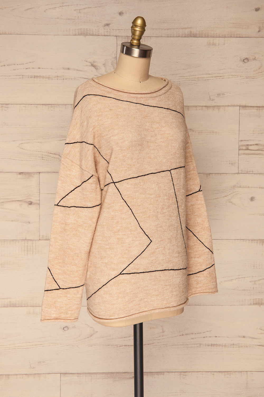 Tarcento Beige Knit Sweater | Tricot Beige side view | La Petite Garçonne