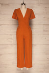 Tarja Rust Orange Short Sleeve Jumpsuit | La petite garçonne front view