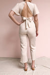 Tarja Rust Orange Short Sleeve Jumpsuit | La petite garçonne model back