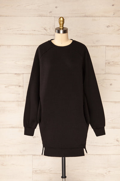 Tarnow Black Long Sweatshirt with Pockets | La petite garçonne front view