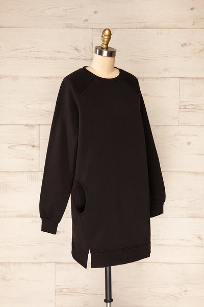 Tarnow Black Long Sweatshirt with Pockets | La petite garçonne side view