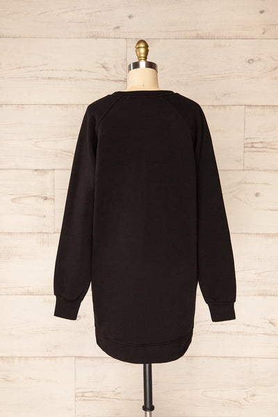 Tarnow Black Long Sweatshirt with Pockets | La petite garçonne back view