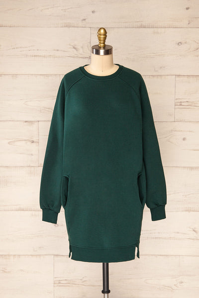 Tarnow Green Long Sweatshirt with Pockets | La petite garçonne front view
