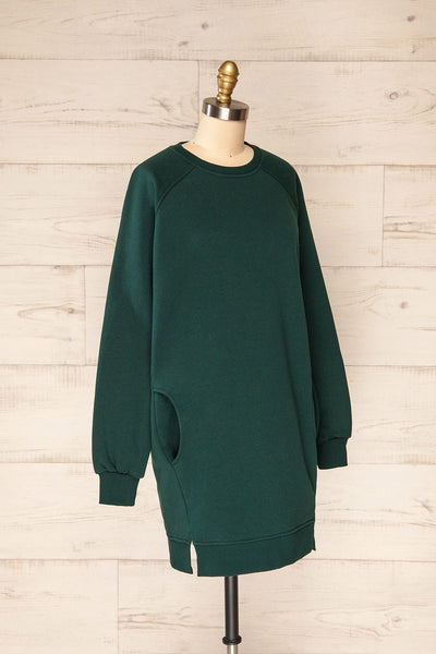 Tarnow Green Long Sweatshirt with Pockets | La petite garçonne side view