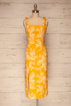 Tarouca Yellow Patterned Midi Dress | La petite garçonne front view