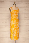 Tarouca Yellow Patterned Midi Dress | La petite garçonne side view