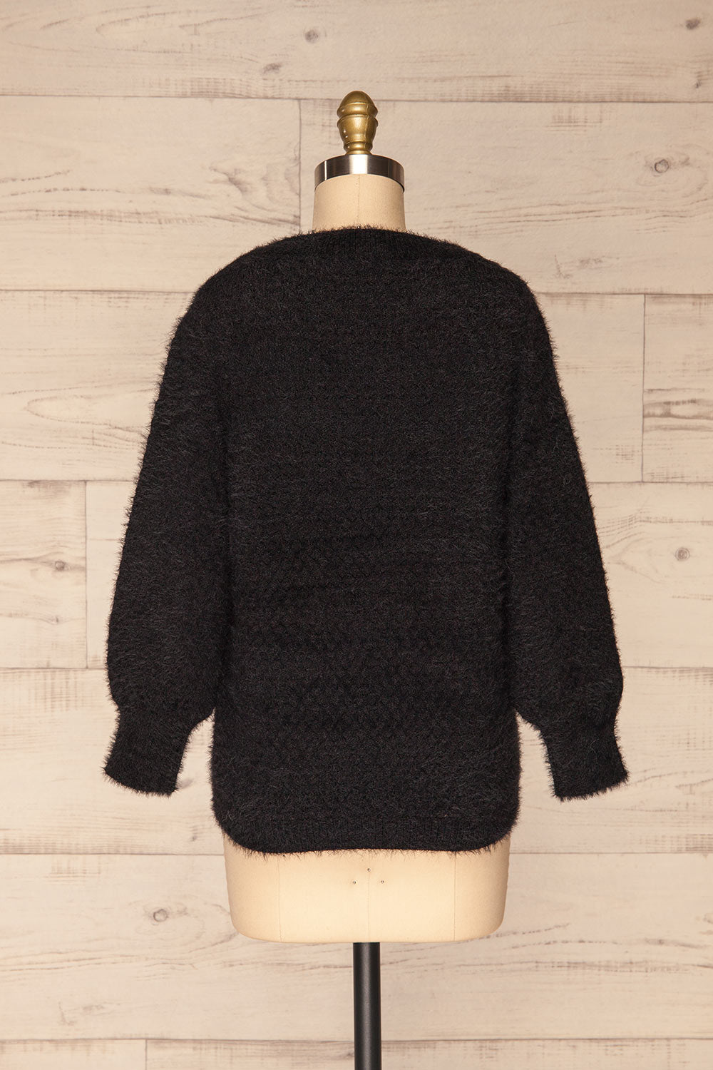 Tarsina Black Fuzzy Knit Sweater back view | La Petite Garçonne