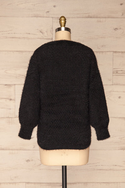 Tarsina Black Fuzzy Knit Sweater back view | La Petite Garçonne