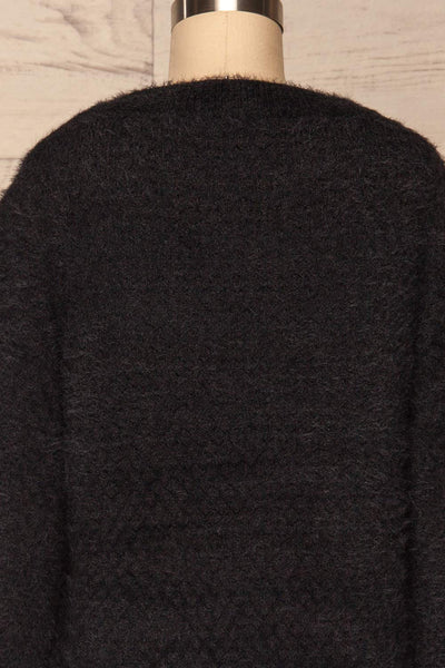 Tarsina Black Fuzzy Knit Sweater back close up | La Petite Garçonne