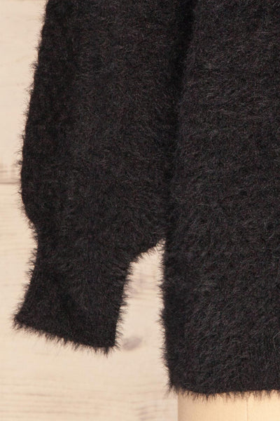 Tarsina Black Fuzzy Knit Sweater sleeve close up | La Petite Garçonne