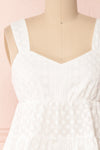 Tarxien White Floral Cropped Tank Top | Boutique 1861 front close-up