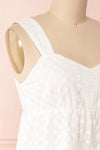 Tarxien White Floral Cropped Tank Top | Boutique 1861 side close-up