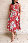 Taryn Red Floral Print A-Line Midi Dress | Boutique 1861 model look