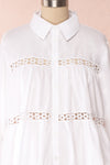 Tasmin White Oversized Openwork Shirt front close up | Boutique 1861