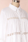 Tasmin White Oversized Openwork Shirt side close up | Boutique 1861