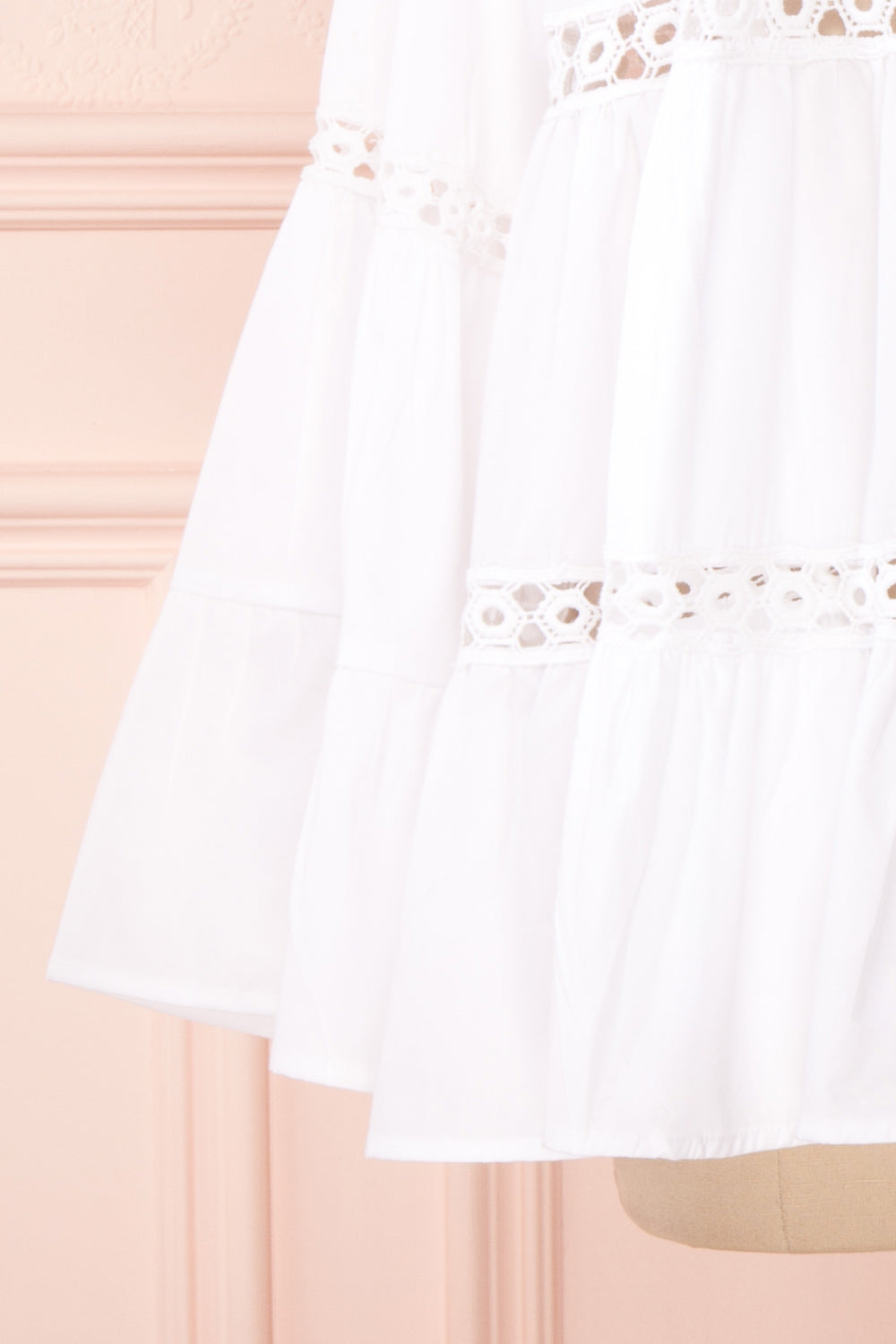 Tasmin White Oversized Openwork Shirt sleeves | Boutique 1861