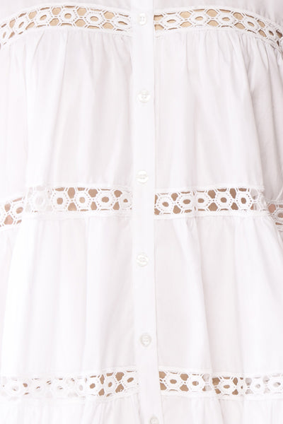 Tasmin White Oversized Openwork Shirt fabric | Boutique 1861