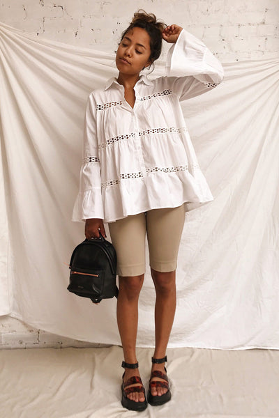 Tasmin White Oversized Openwork Shirt | Boutique 1861 model look