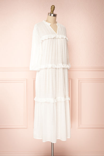 Tatiana White Long Sleeve Plumetis Dress | Boutique 1861 side view