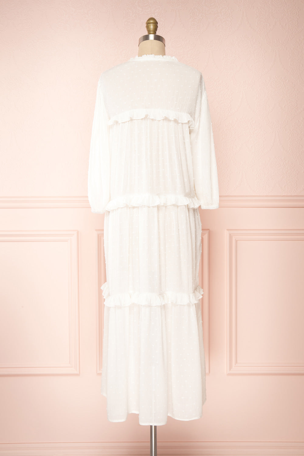 Tatiana White Long Sleeve Plumetis Dress | Boutique 1861 back view