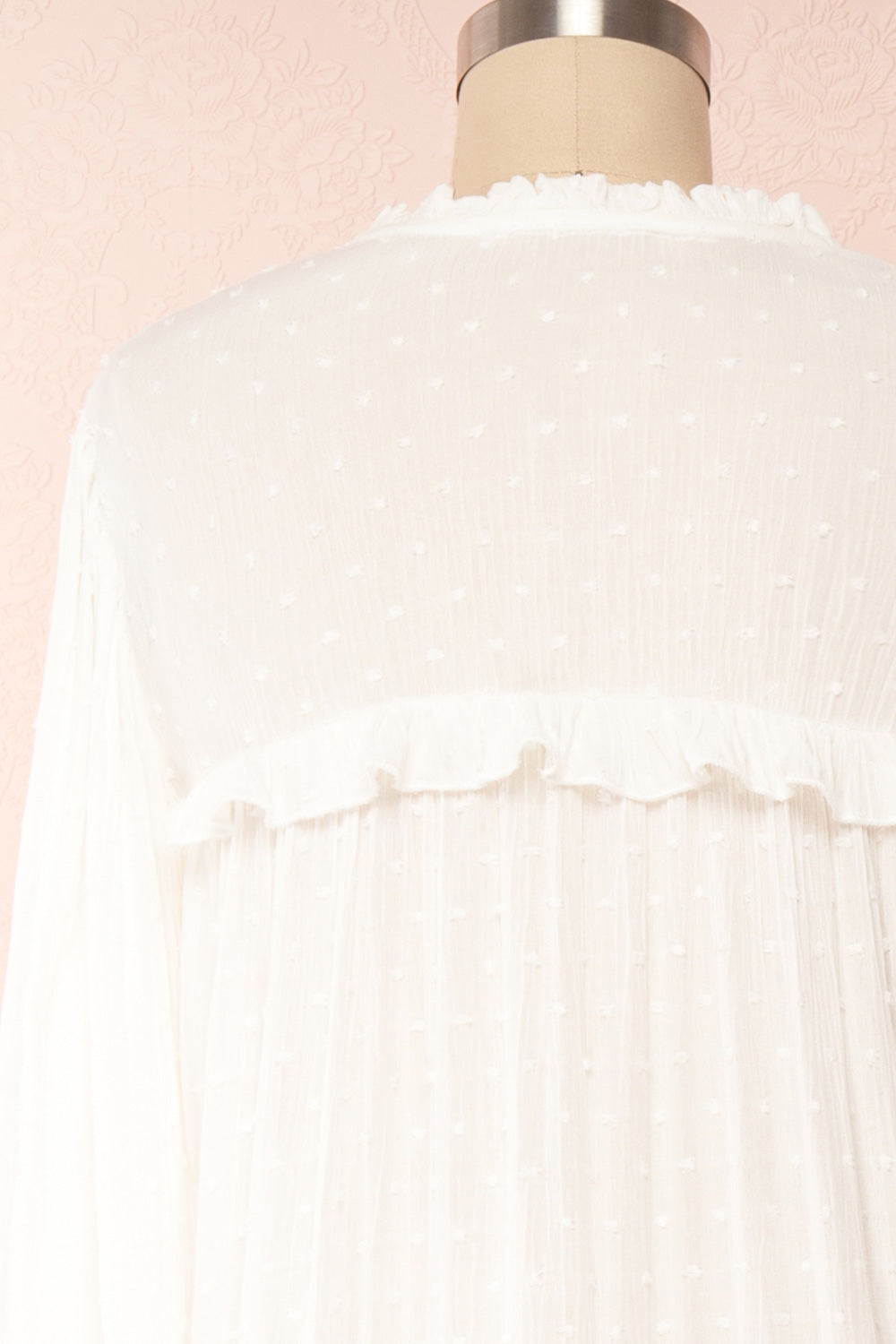 Tatiana White Long Sleeve Plumetis Dress | Boutique 1861 back close up