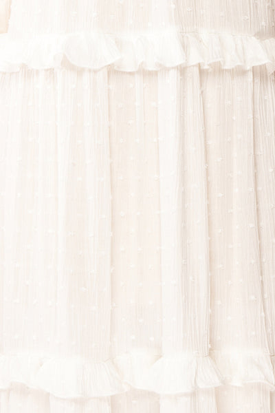 Tatiana White Long Sleeve Plumetis Dress | Boutique 1861 fabric