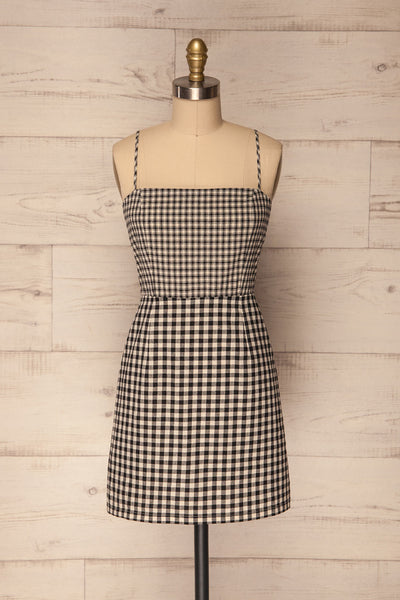 Taunoa Black & White Checkered Short Fitted Dress | Boutique 1861