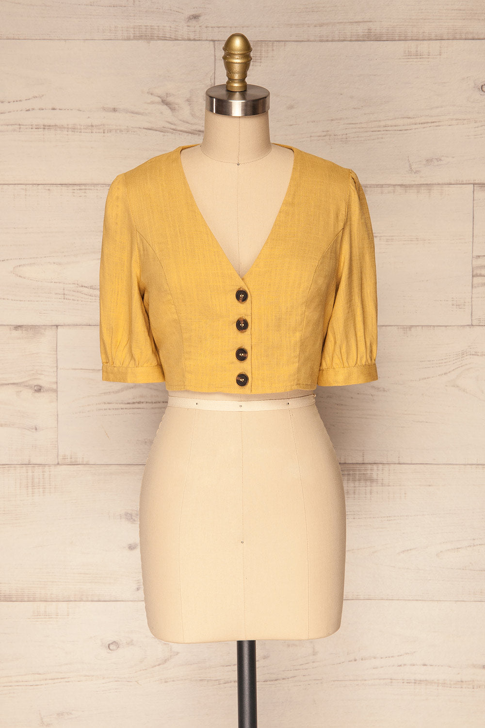 Tavey Sun Yellow Short Sleeved Cropped Shirt | La Petite Garçonne